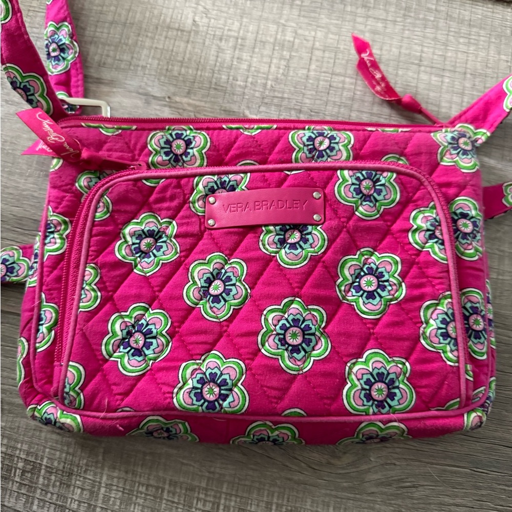 Vera Bradley Pink and Green Floral Crossbody Bag